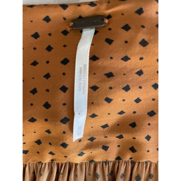 Free People Show Stoppin' Blouse Silk  Sepia Combo SZ M - Picture 10 of 16